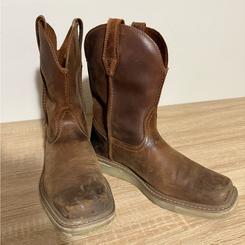 Ariat Brown Leather Western Work Boots